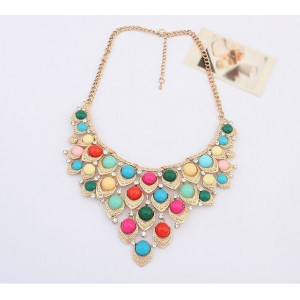 masívny náhrdelník s farebnými kamienkami multicolor 50 cm JoL00034